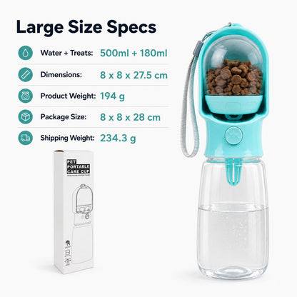 Ortekor Portable 2-in-1 Pet Water & Food Bottle – Keep Dogs Hydrated & Fed on Walks, Hiking, or Travel