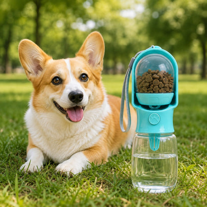 Ortekor Portable 2-in-1 Pet Water & Food Bottle – Keep Dogs Hydrated & Fed on Walks, Hiking, or Travel