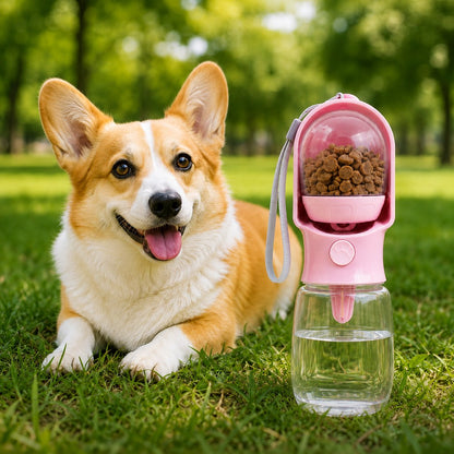 Ortekor Portable 2-in-1 Pet Water & Food Bottle – Keep Dogs Hydrated & Fed on Walks, Hiking, or Travel