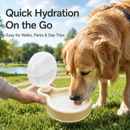 Ortekor Portable Pet Water Bottle for Dogs & Cats – 500ml Gravity Water Dispenser Bowl for Camping, Walks & Outdoor Travel