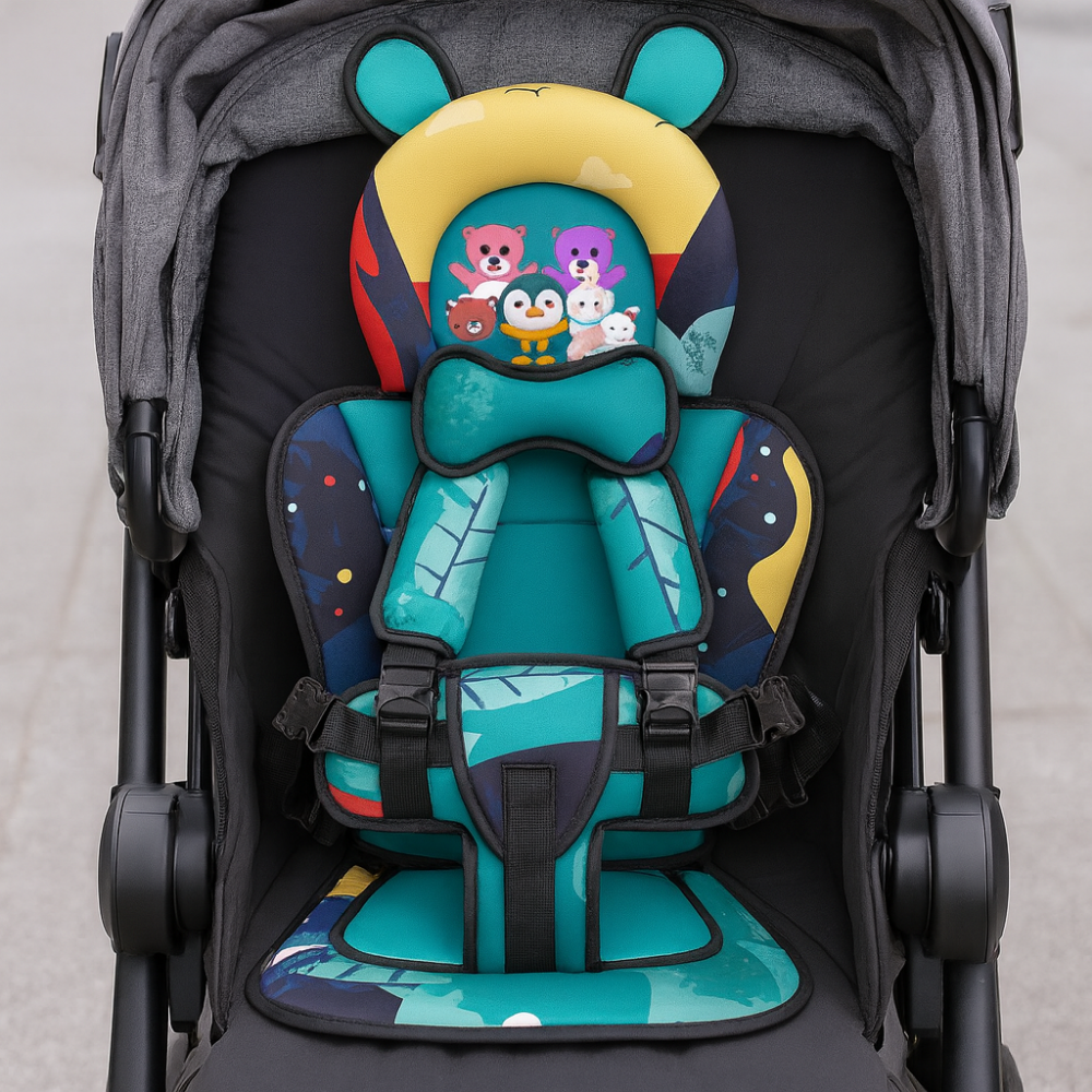 Compact Child Seat Harness for Dining Chairs – Foldable Fabric Booster with Adjustable Safety Straps for Toddlers & Infants
