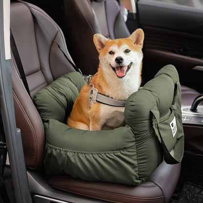 Dog Car Seat Booster Bed for Large Pets – Portable Travel Carrier with Shoulder Strap, Washable Cotton Cushion for SUV Truck Sedan – Safe