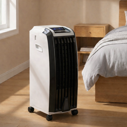 Evaporative Air Cooler with Wheels – Portable Cooling Fan Tower with Water Tank for Bedroom & Home Office