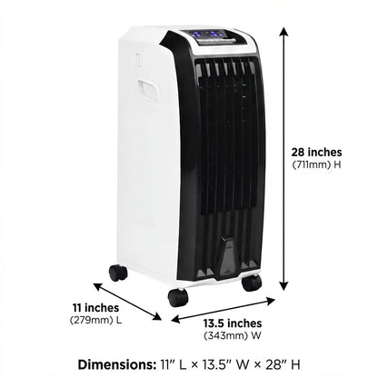 Evaporative Air Cooler with Wheels – Portable Cooling Fan Tower with Water Tank for Bedroom & Home Office