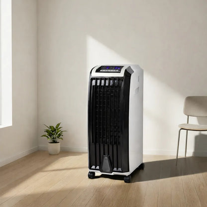 Evaporative Air Cooler with Wheels – Portable Cooling Fan Tower with Water Tank for Bedroom & Home Office