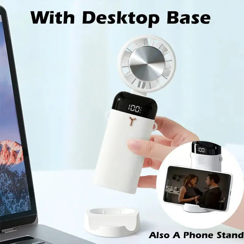Portable Electric Cooling Fan with 3-Speed Settings & Ice Compression | Compact Design for Instant Heat Relief
