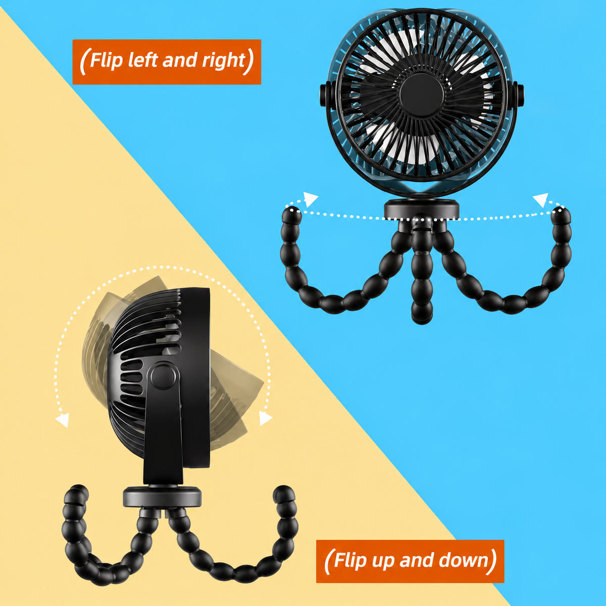 Portable Fan | Battery Operated Clip-On Fan with 3 Speed Settings | Flexible Cooling for Home, Travel, and Office