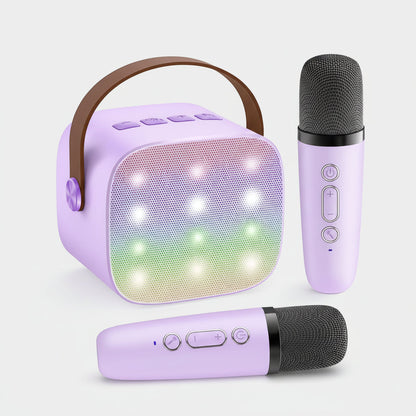 Portable Karaoke Machine | Bluetooth Speaker with Wireless Microphones & LED Lights for Fun Singing
