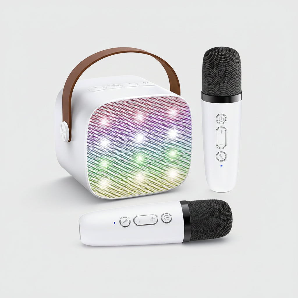 Portable Karaoke Machine | Bluetooth Speaker with Wireless Microphones & LED Lights for Fun Singing