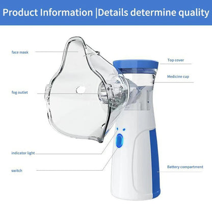 Portable Nebulizer for Asthma, Rechargeable Mesh Nebulizer Machine for Adults and Kids, Quiet Nebulizer with Mask