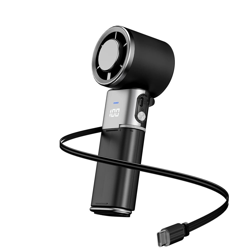 Portable Neck Fan with Power Bank & Adjustable Speed for Ultimate Comfort | Hands-Free Cooling for On-the-Go Relief