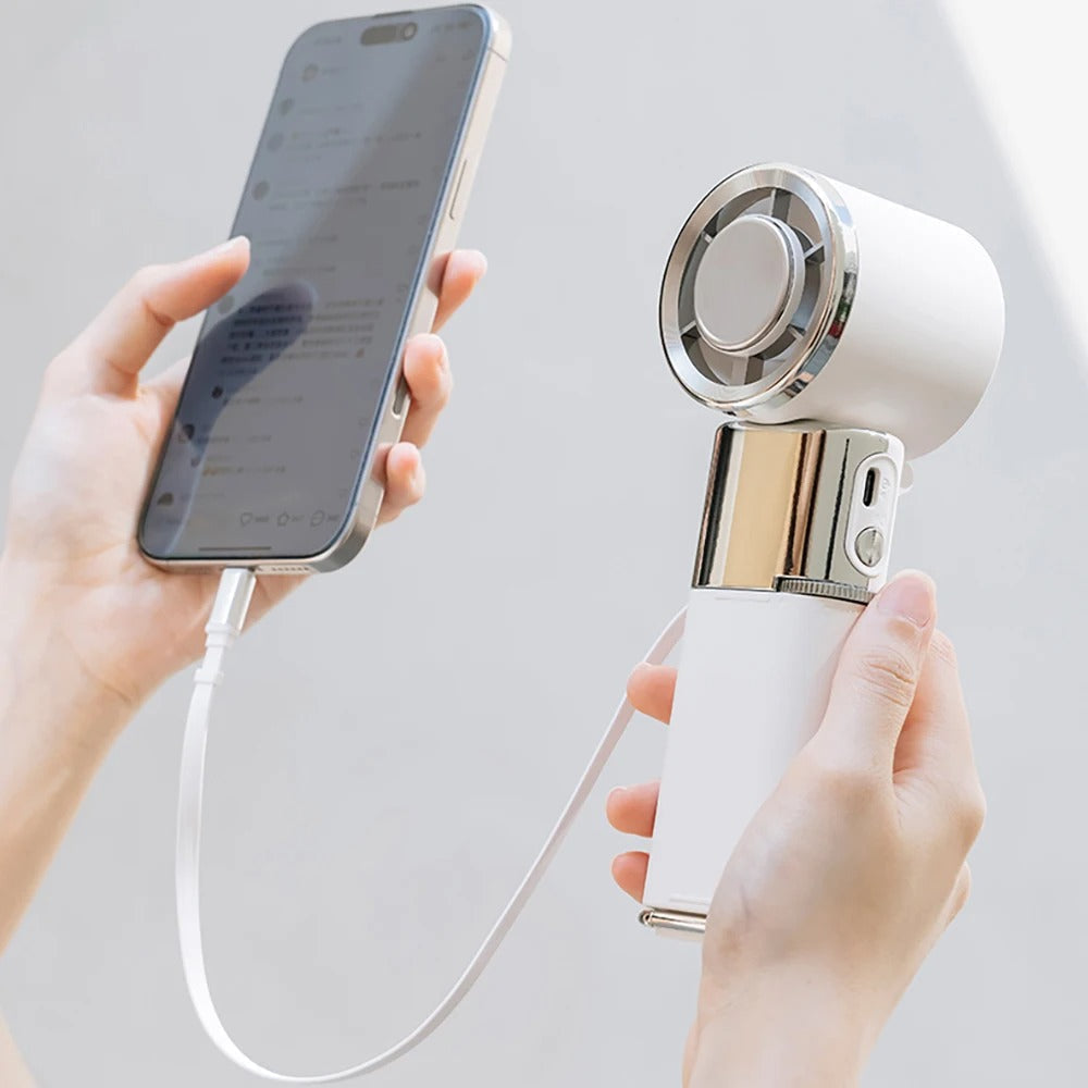 Portable Neck Fan with Power Bank & Adjustable Speed for Ultimate Comfort | Hands-Free Cooling for On-the-Go Relief
