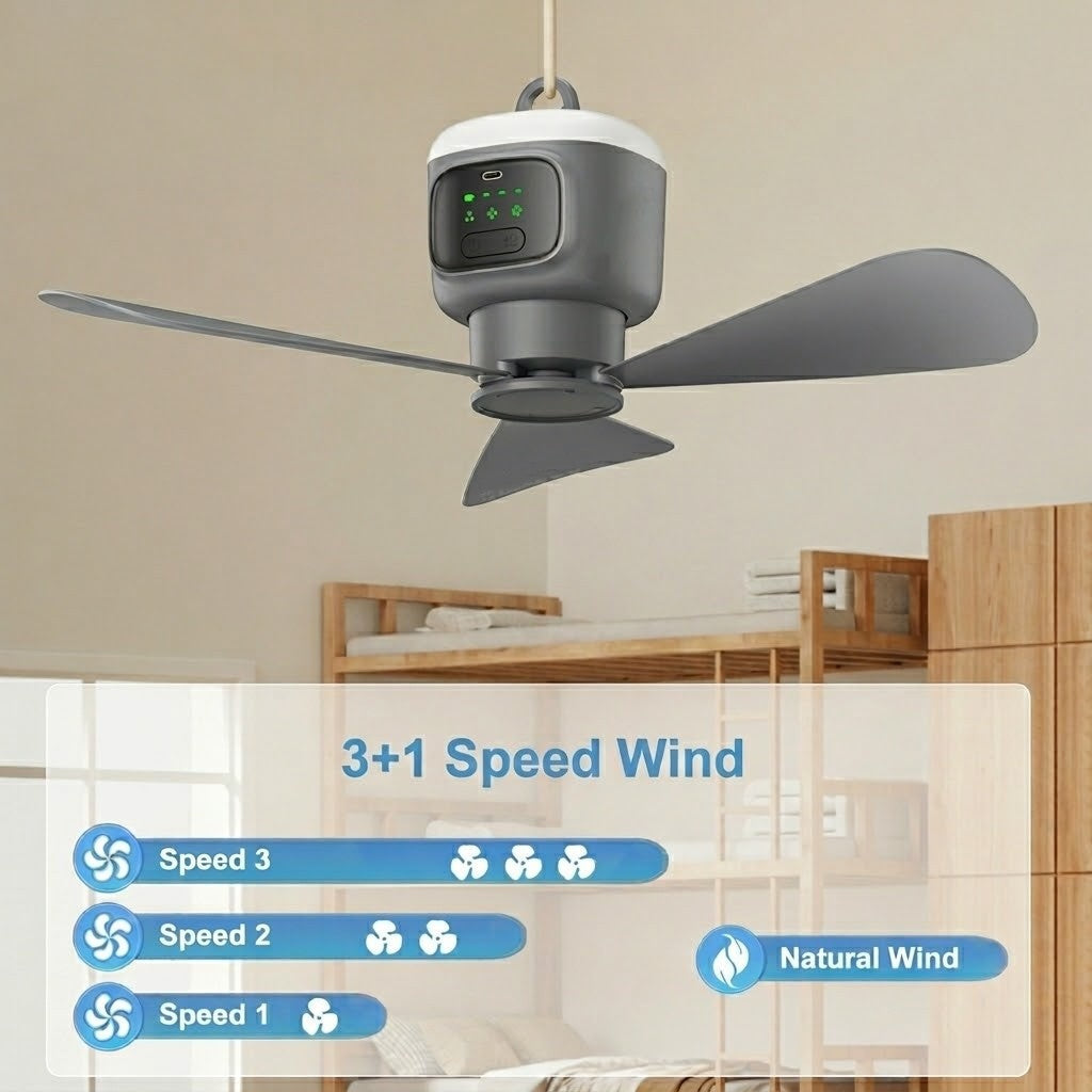 Portable Rechargeable Fan with Light & Remote Control | Dual Function for Comfort and Convenience