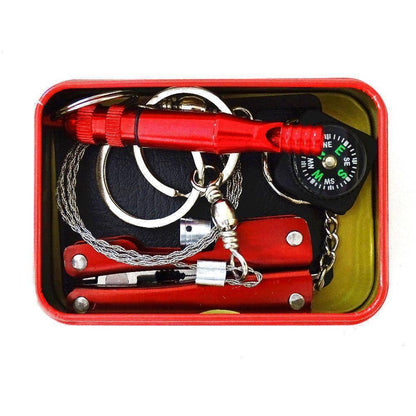 Portable SOS Survival Kit | Emergency Preparedness Tools in Compact Metal Box for Roadside Safety