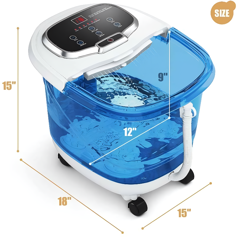 Heated Foot Spa with Motorized Rollers, Water Jets & Red Light Therapy for Home Relaxation