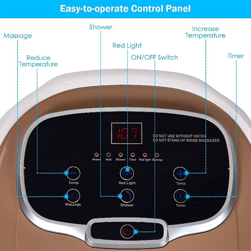 Heated Foot Spa with Motorized Rollers, Water Jets & Red Light Therapy for Home Relaxation