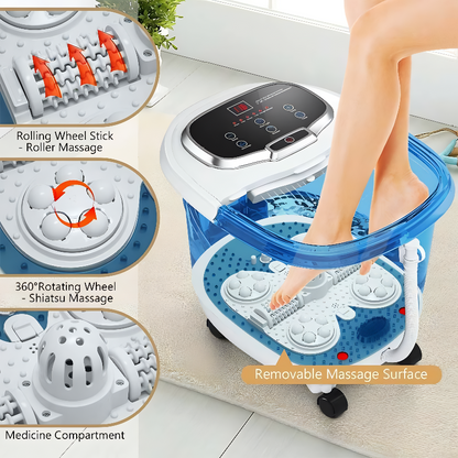Heated Foot Spa with Motorized Rollers, Water Jets & Red Light Therapy for Home Relaxation