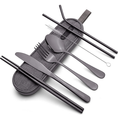 Portable Stainless Steel Cutlery Set with Waterproof Case | Compact and Durable for On-the-Go Dining