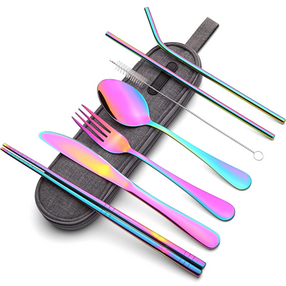 Portable Stainless Steel Cutlery Set with Waterproof Case | Compact and Durable for On-the-Go Dining