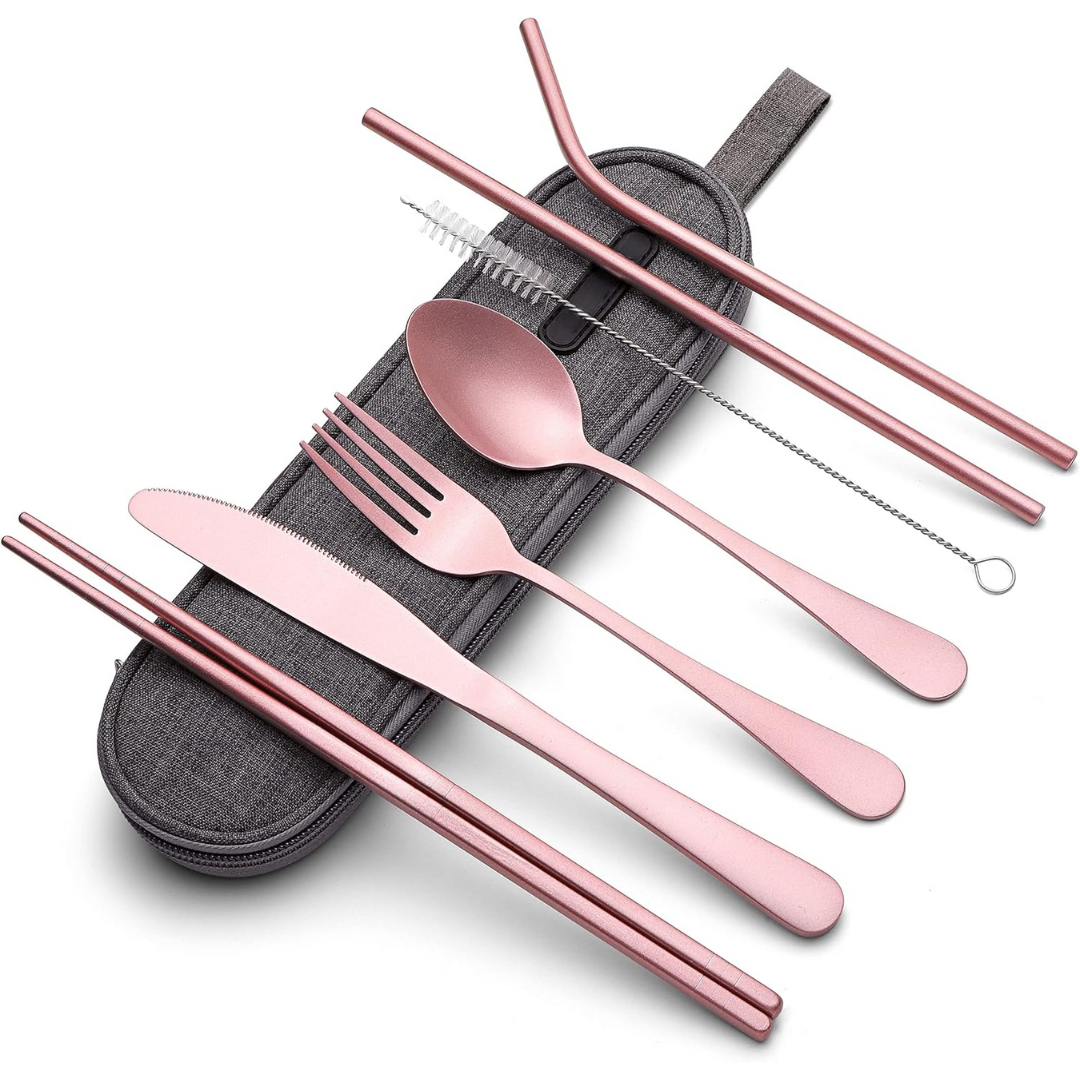 Portable Stainless Steel Cutlery Set with Waterproof Case | Compact and Durable for On-the-Go Dining