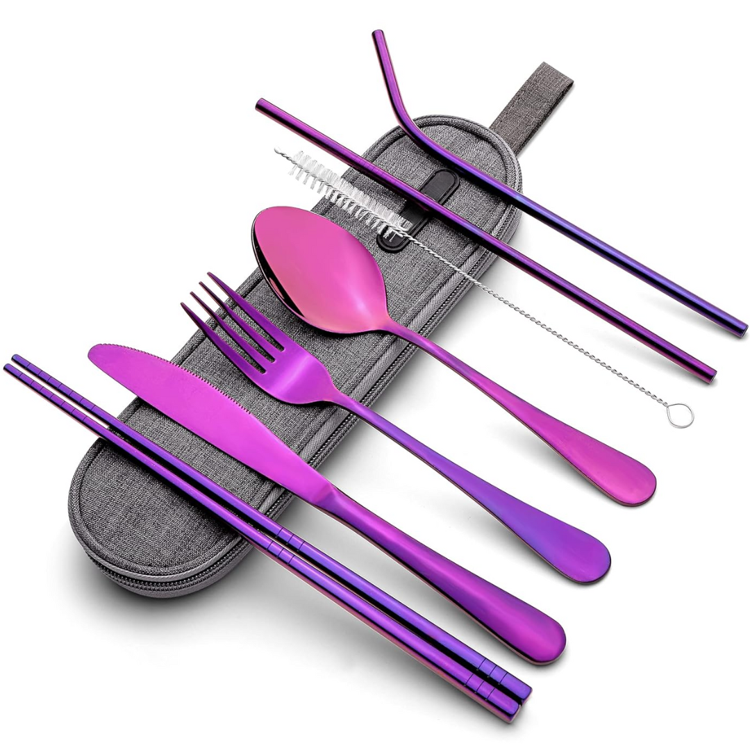 Portable Stainless Steel Cutlery Set with Waterproof Case | Compact and Durable for On-the-Go Dining