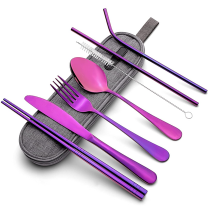 Portable Stainless Steel Cutlery Set with Waterproof Case | Compact and Durable for On-the-Go Dining