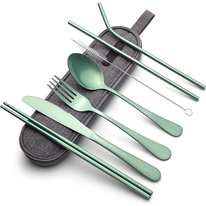 Portable Stainless Steel Cutlery Set with Waterproof Case | Compact and Durable for On-the-Go Dining