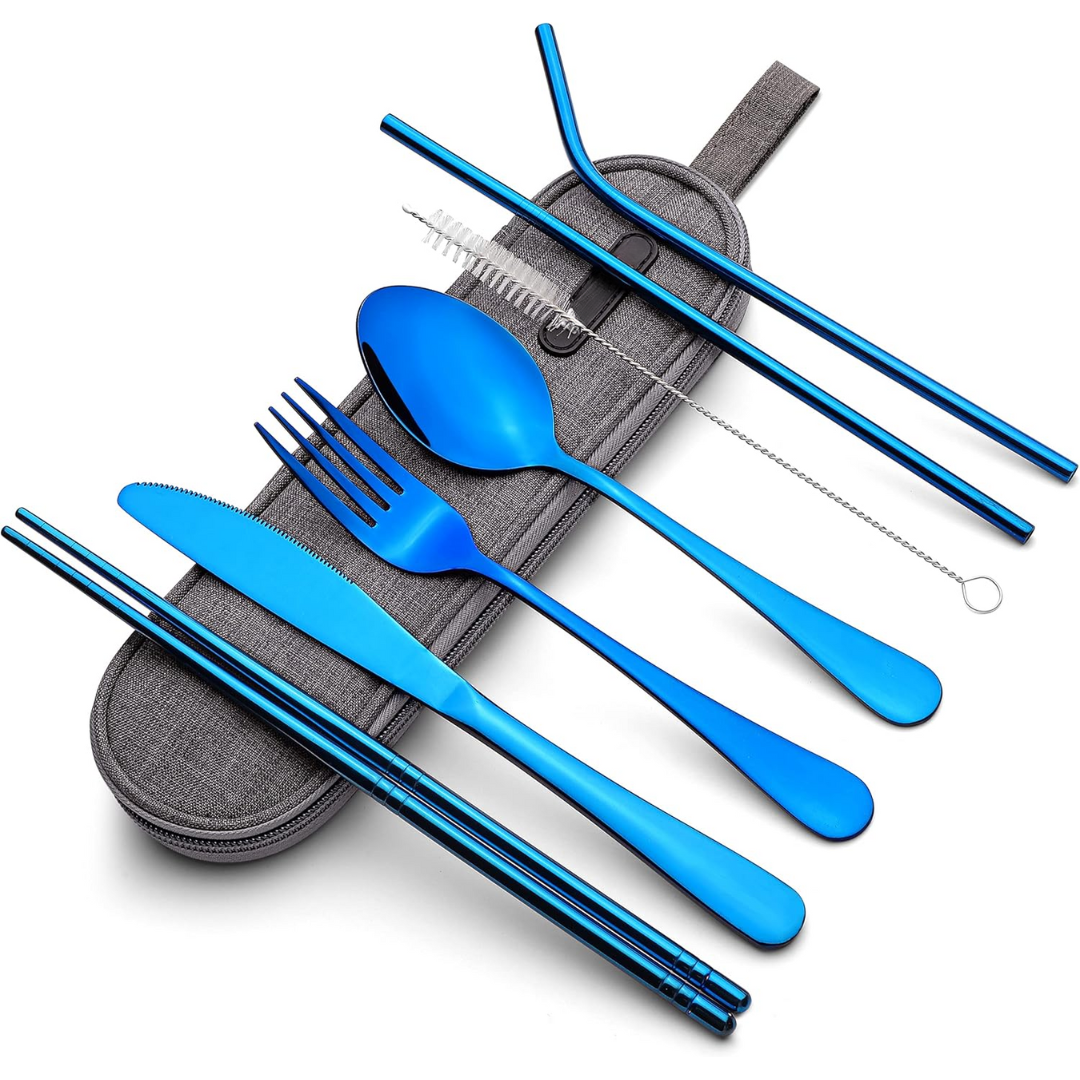 Portable Stainless Steel Cutlery Set with Waterproof Case | Compact and Durable for On-the-Go Dining