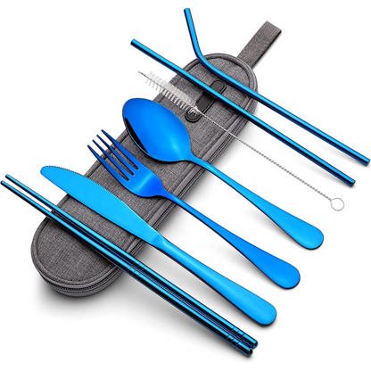 Portable Stainless Steel Cutlery Set with Waterproof Case | Compact and Durable for On-the-Go Dining