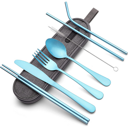 Portable Stainless Steel Cutlery Set with Waterproof Case | Compact and Durable for On-the-Go Dining