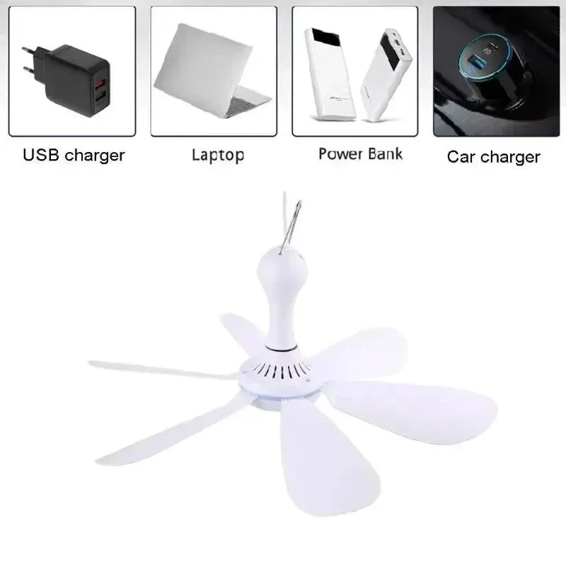 Portable USB-Powered Ceiling Fan with Remote Control & Silent Operation | Ideal for Camping and Small Rooms