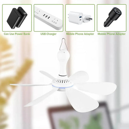 Portable USB-Powered Ceiling Fan with Remote Control & Silent Operation | Ideal for Camping and Small Rooms