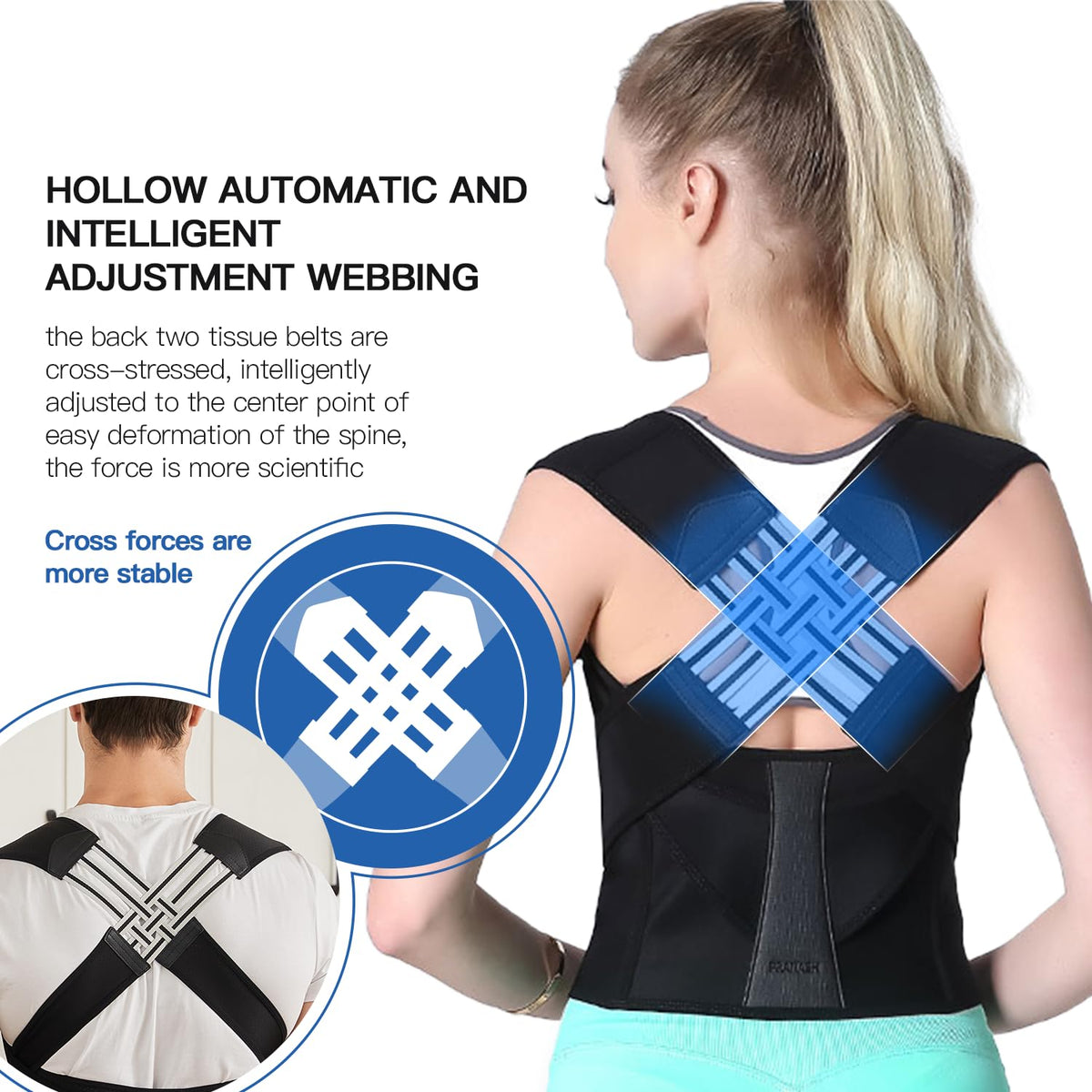 Ortekor Posture Perfect | Adjustable Back Posture Corrector with Support Straps | Breathable Design for Daily Comfort