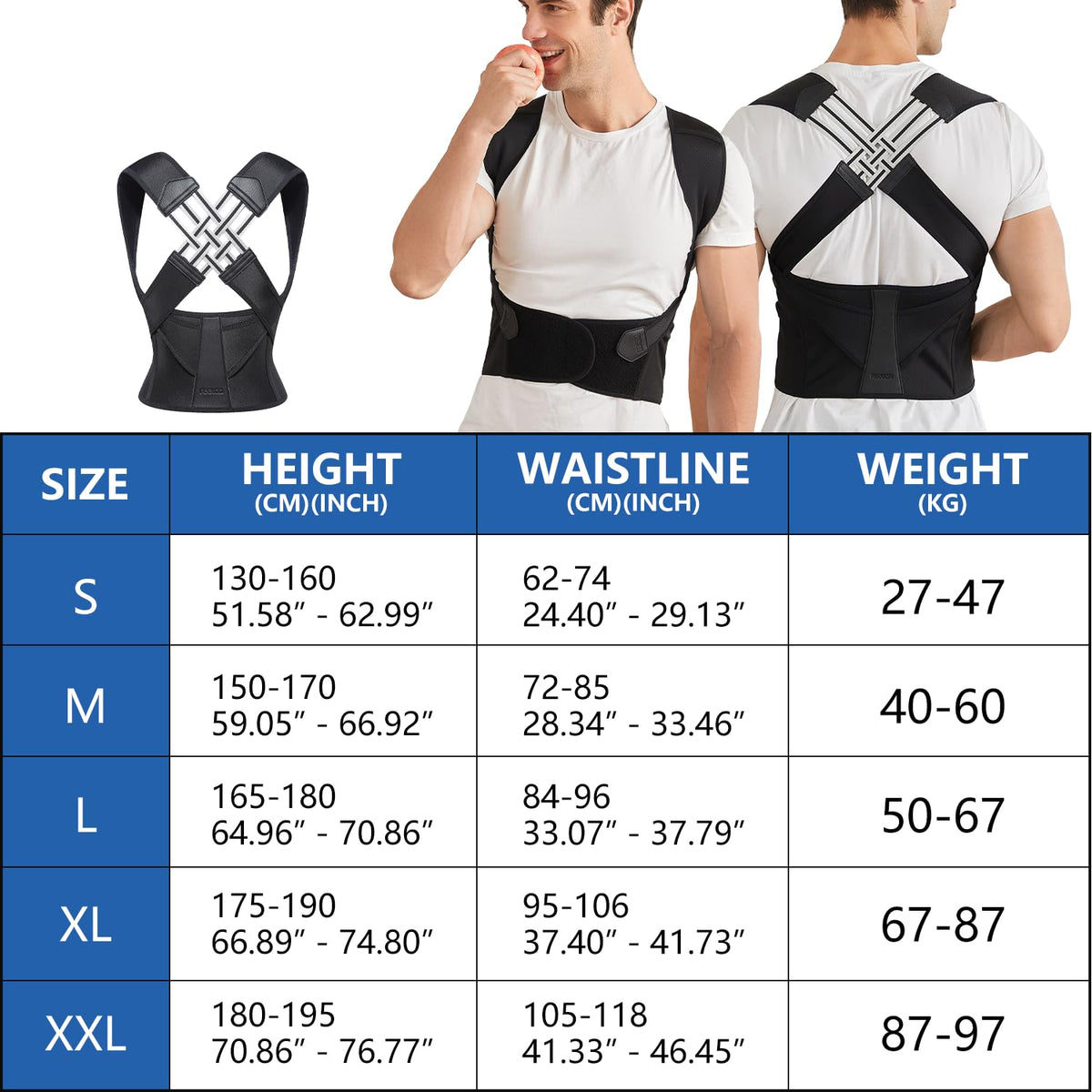 Ortekor Posture Perfect | Adjustable Back Posture Corrector with Support Straps | Breathable Design for Daily Comfort