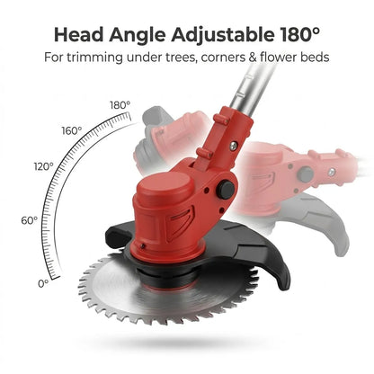 Rechargeable Lawn Edger 24V 18000 RPM Metal Blade Yard Tool Telescoping Handle for Sidewalks & Pathways Red Green Available