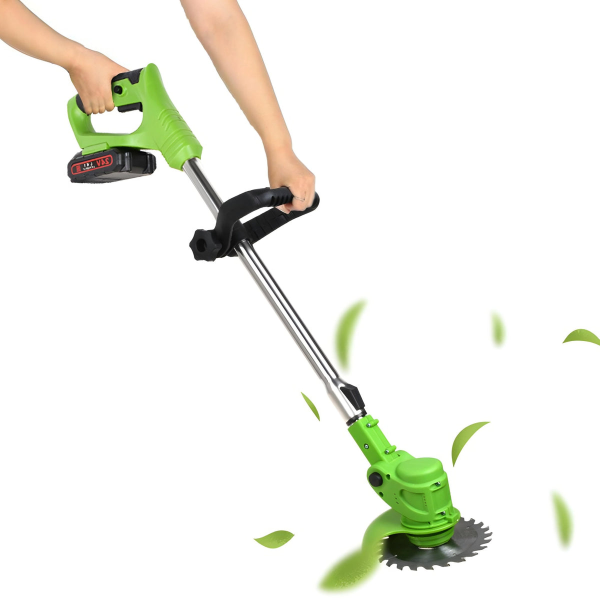 Rechargeable Lawn Edger 24V 18000 RPM Metal Blade Yard Tool Telescoping Handle for Sidewalks & Pathways Red Green Available