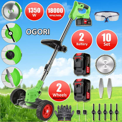 Electric Weed Eater, Electric Weed Wacker, Lawn Edger, Battery Powered Grass Cutter, Telescopic Battery Weed Trimmer