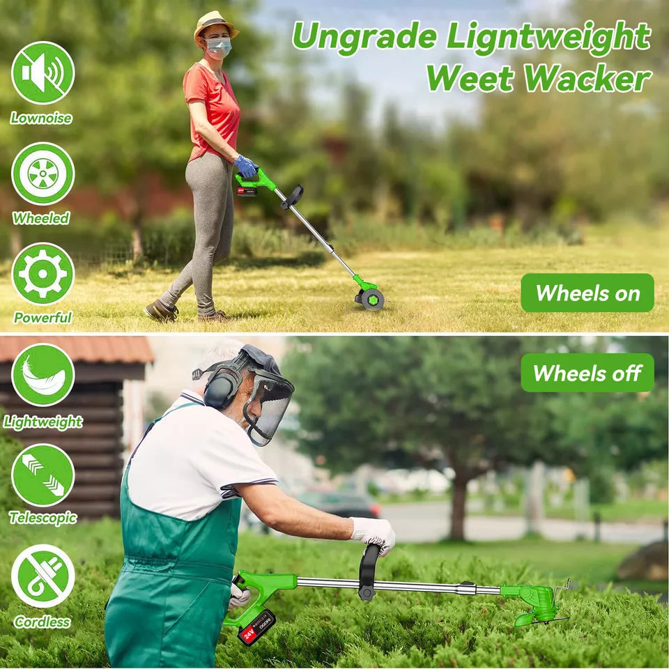 Electric Weed Eater, Electric Weed Wacker, Lawn Edger, Battery Powered Grass Cutter, Telescopic Battery Weed Trimmer