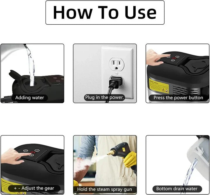 Steam Cleaner 2500W with Heat Resistant Gloves, Floor Steam Cleaner for Home and Car, Steam Cleaning Machine