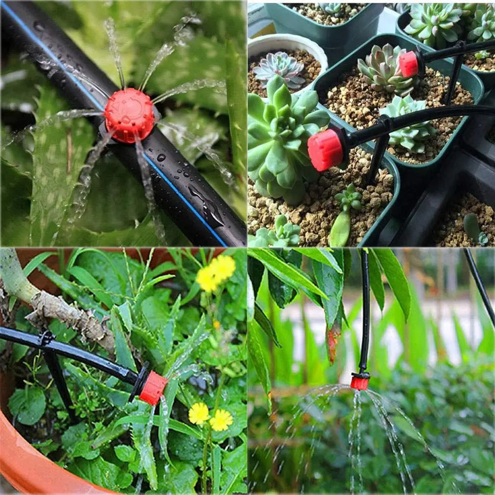Adjustable Drip Irrigation Emitters 360° Flow Control 0.8 x 1 Inch UV-Resistant for Garden Beds Pots Greenhouse Micro Watering System Precis