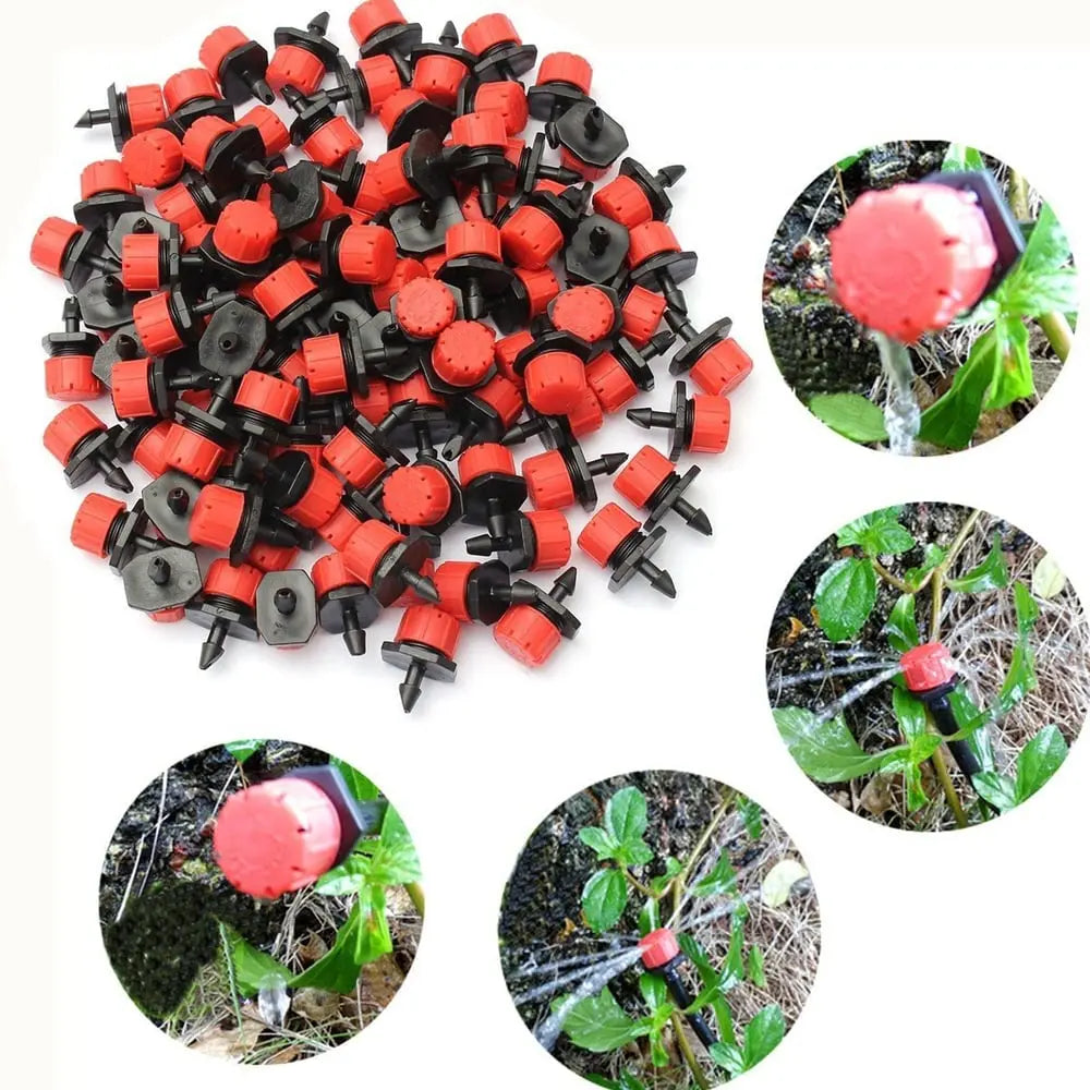 Adjustable Drip Irrigation Emitters 360° Flow Control 0.8 x 1 Inch UV-Resistant for Garden Beds Pots Greenhouse Micro Watering System Precis