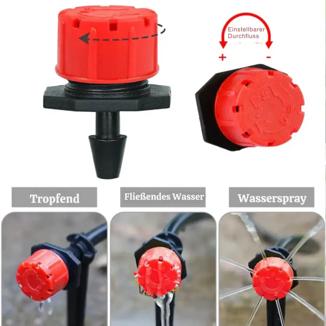 Adjustable Drip Irrigation Emitters 360° Flow Control 0.8 x 1 Inch UV-Resistant for Garden Beds Pots Greenhouse Micro Watering System Precis