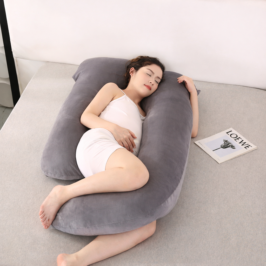 Maternity Support Cushion Full-Body U-Shaped Sleep Pillow for Pregnancy Nursing Lounging Back Hip Belly Leg Relief Washable Cover