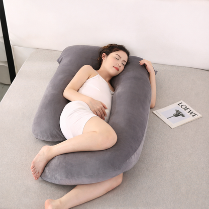 Maternity Support Cushion Full-Body U-Shaped Sleep Pillow for Pregnancy Nursing Lounging Back Hip Belly Leg Relief Washable Cover