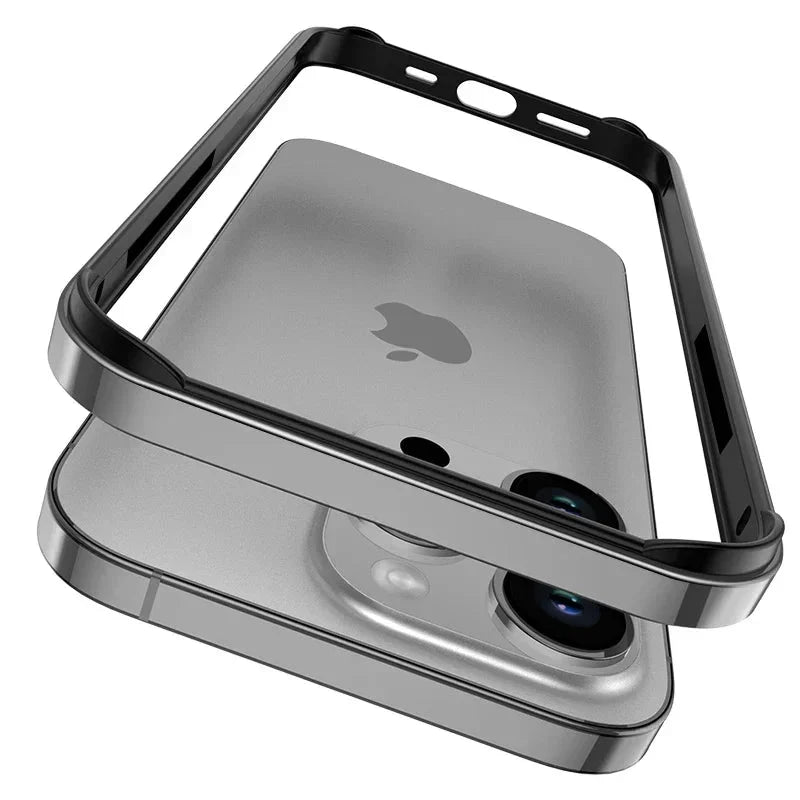Aluminum iPhone Bumper Case – Raised Corner Guard, Wireless Charging Compatible, Precision Button Cutouts for 17/16/15 Series