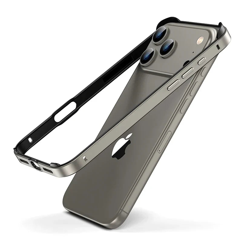 Aluminum iPhone Bumper Case – Raised Corner Guard, Wireless Charging Compatible, Precision Button Cutouts for 17/16/15 Series