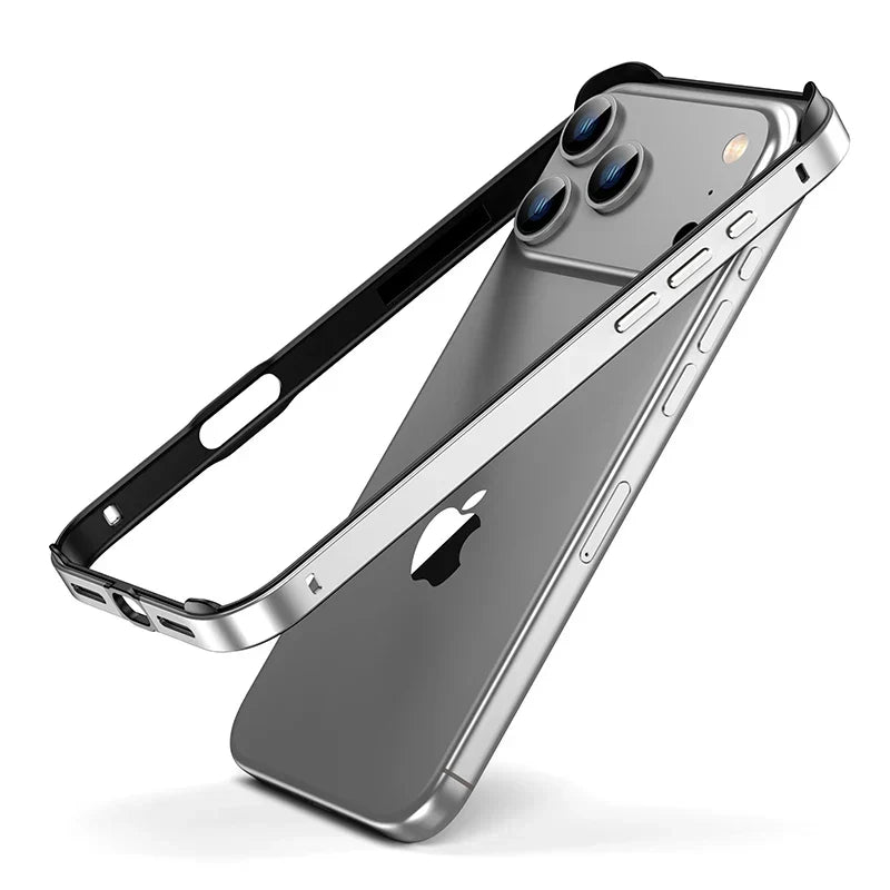 Aluminum iPhone Bumper Case – Raised Corner Guard, Wireless Charging Compatible, Precision Button Cutouts for 17/16/15 Series
