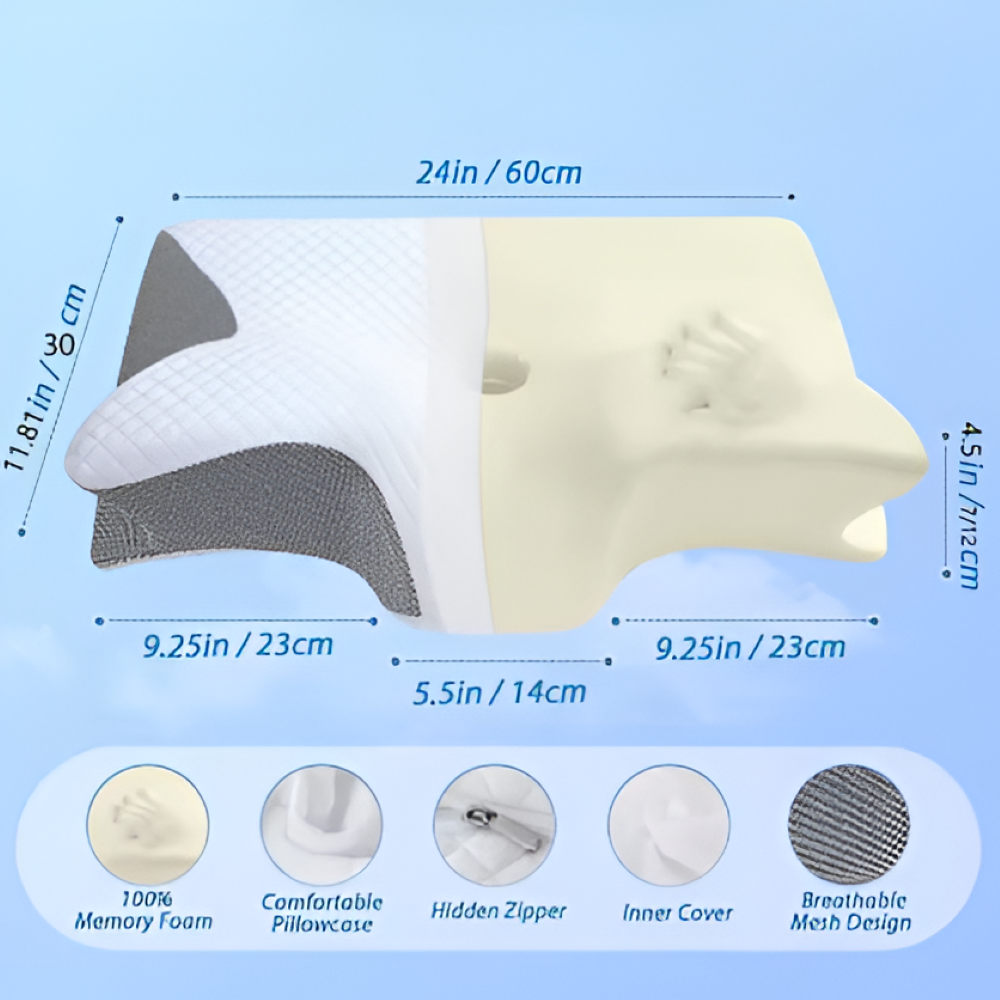Memory Foam Cervical Support Pillow for Neck & Spine Alignment – Ergonomic Sleep Pillow for Back, Side & Stomach Sleepers
