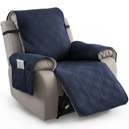 Recliner Chair Cover Waterproof Quilted Throw Protector with Side Pocket Non-Slip Furniture Slipcover for Living Room Sofa Shield