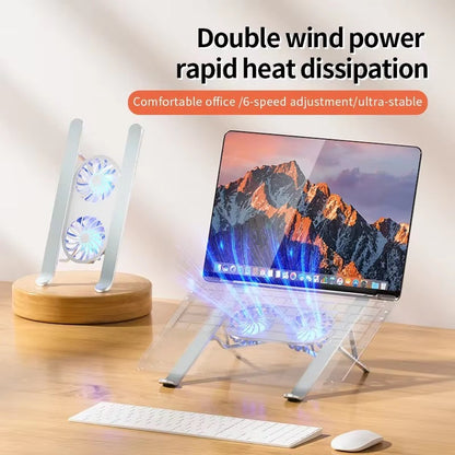 ProLift | Adjustable Laptop Stand for Desk with Dual Cooling Fans | Ergonomic Riser for Enhanced Comfort and Performance